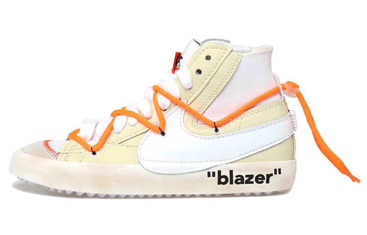 Buy [定制鞋] 耐克Blazer Mid 解构风格 蕾丝复古 黑白橙 DD3111-100(Team拾玖-浅黄做旧男女S-BOX)