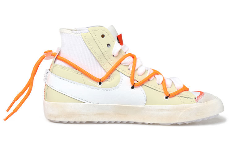 Order [定制鞋] 耐克Blazer Mid 解构风格 蕾丝复古 黑白橙 DD3111-100(Team拾玖-浅黄做旧男女S-BOX)