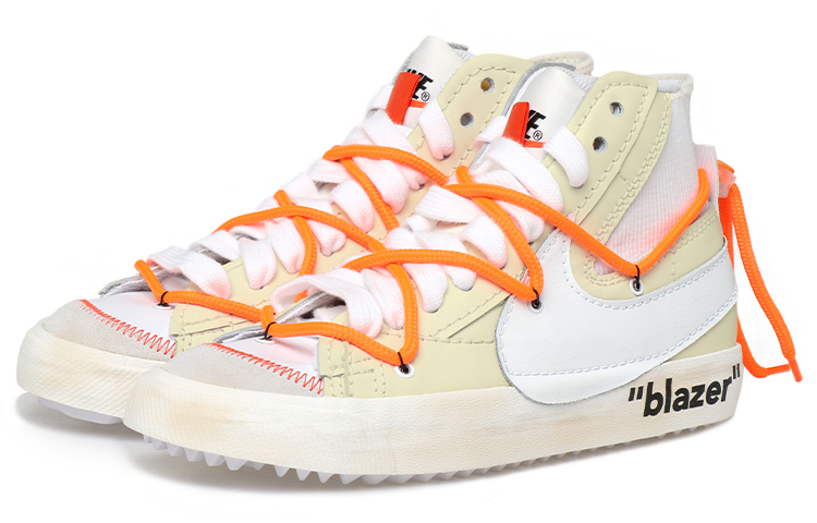 Lookbook [定制鞋] 耐克Blazer Mid 解构风格 蕾丝复古 黑白橙 DD3111-100(Team拾玖-浅黄做旧男女S-BOX)
