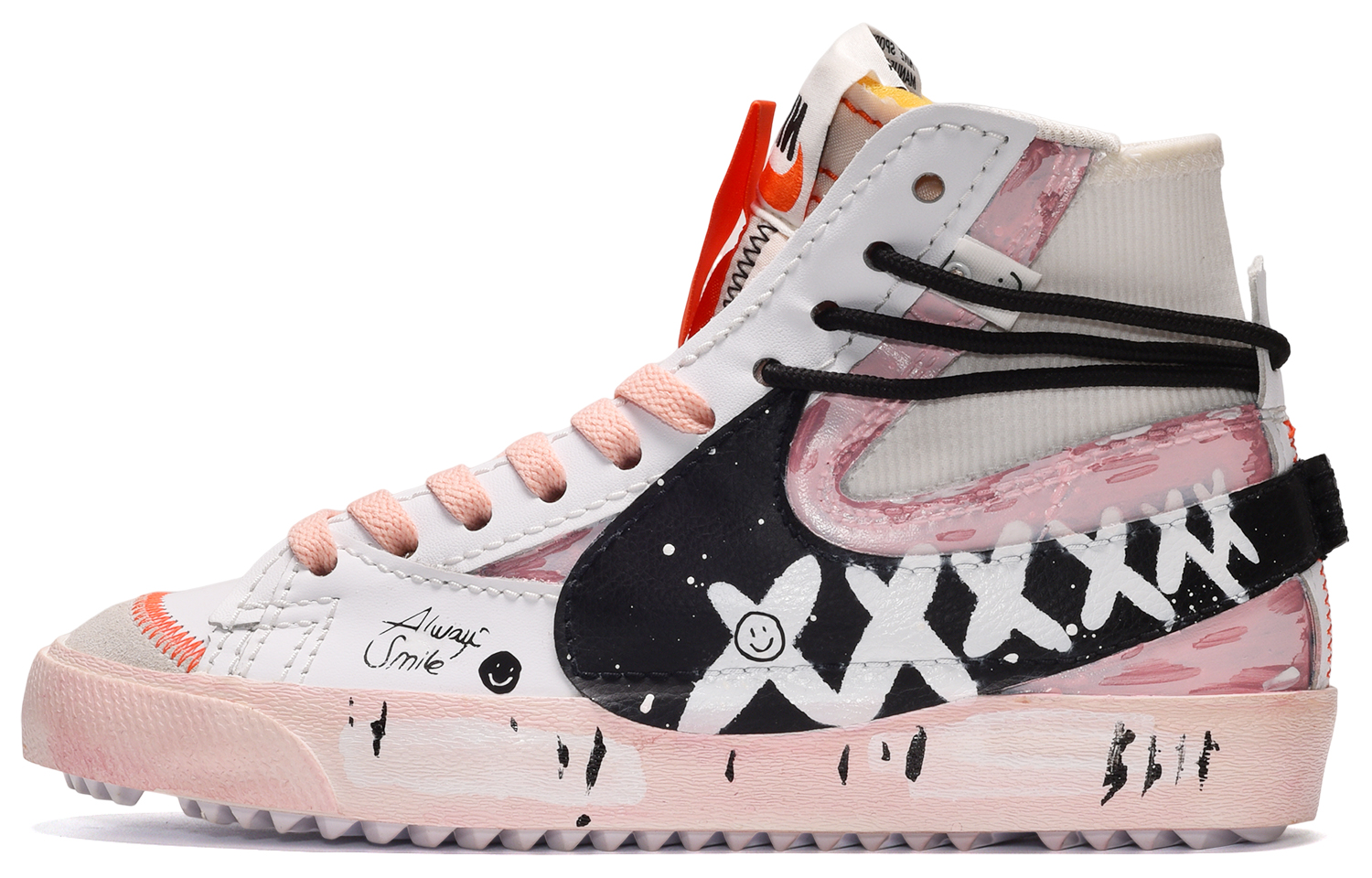 Buy 나이키 블레이저 미드 '도파민 스마일' (커스텀) DD3111-100(TeamE-男女款保持微笑黑白蓝)