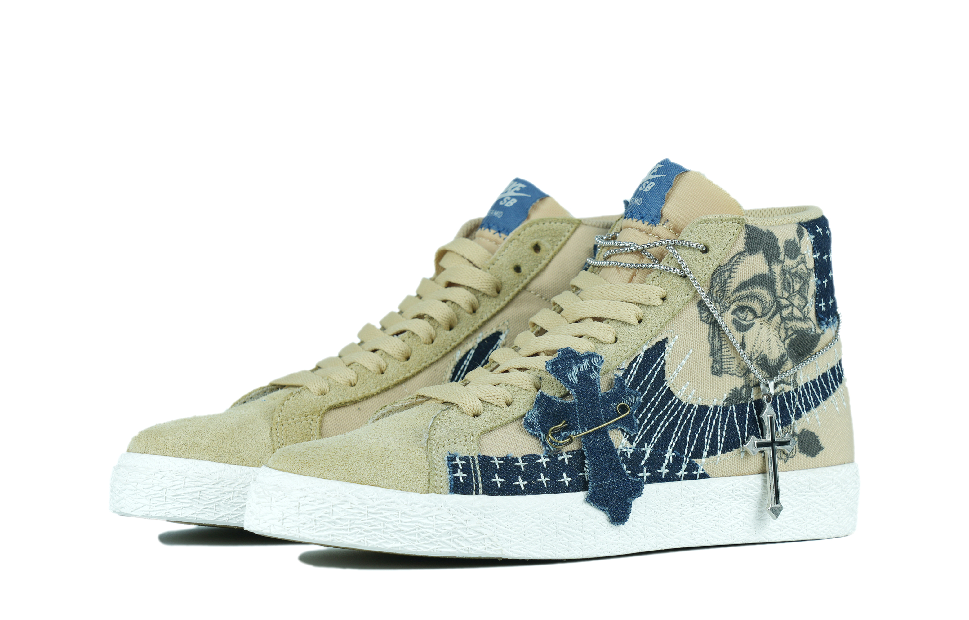 Shop [Kasut Rekaan] Nike Blazer Mid 'Denim Bersulam' CT0715-200-466322