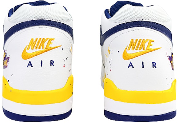 【訂製籃球鞋】 Nike 球場精靈 湖人塗鴉 禮盒 經典復古 耐磨 复古籃球鞋 男款 白藍黃 Purchase 【訂製籃球鞋】 Nike 球場精靈 湖人塗鴉 禮盒 經典復古 耐磨 复古籃球鞋 男款 白藍黃