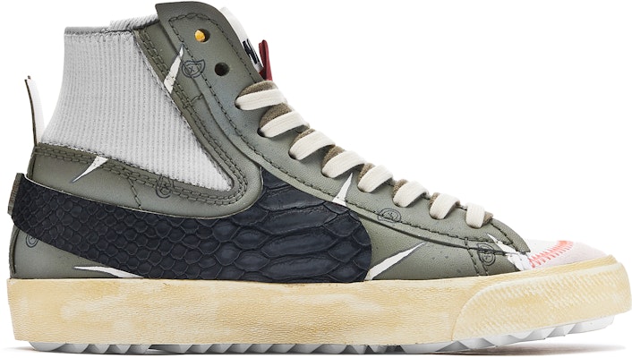 【訂製球鞋】Nike Blazer Mid 熊貓惡作劇 西海岸 蛇皮解構 復古休閒 板鞋 男女同款 棕綠 Order 【訂製球鞋】Nike Blazer Mid 熊貓惡作劇 西海岸 蛇皮解構 復古休閒 板鞋 男女同款 棕綠