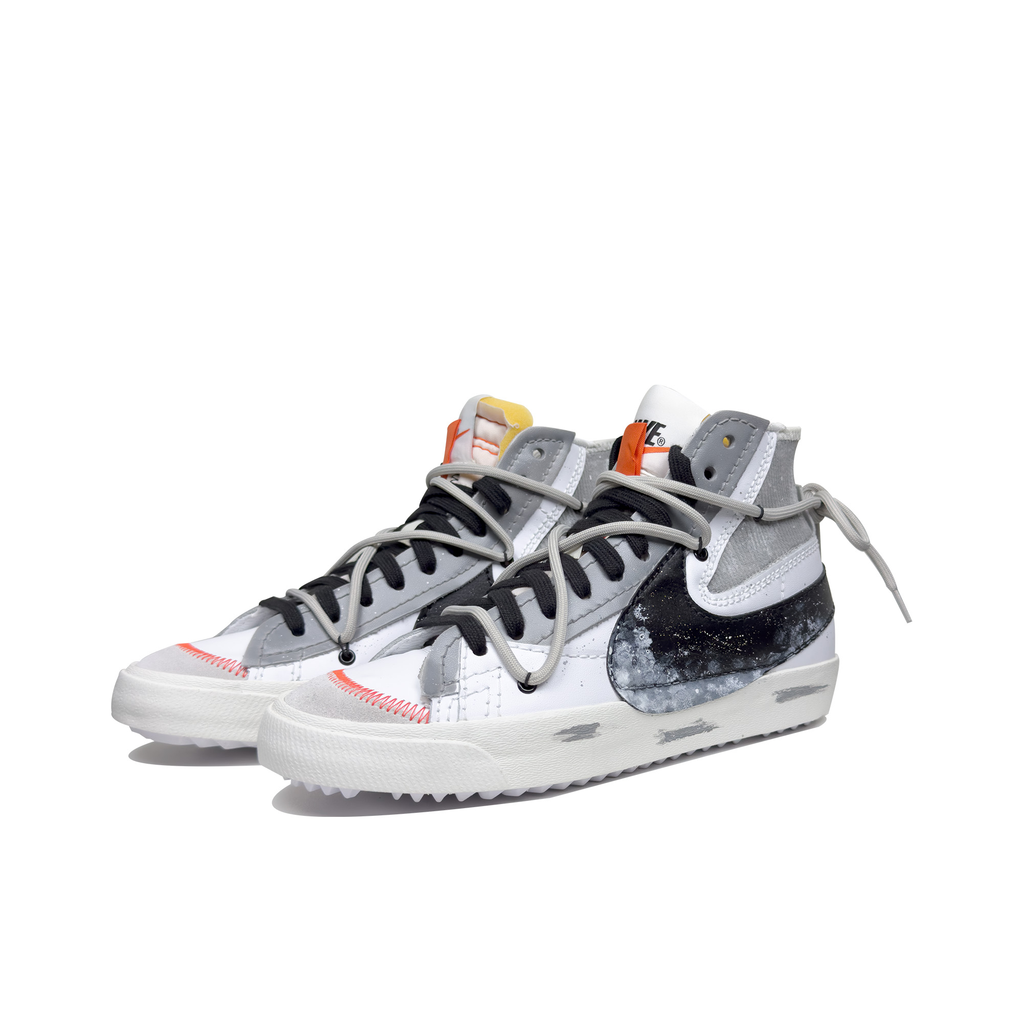 Lookbook 【カスタムシューズ】ナイキ ブレザー ミッド『スプラッターブラックホワイトグレー』 DD3111-100(Team95-寻雾)