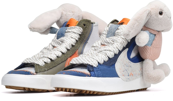 【定制球鞋】Nike Blazer Mid 77 情人節 卡斯製造 潑墨 兔子玩偶 復古休閒 中幫 板鞋 男款 灰白藍 Lookbook 【定制球鞋】Nike Blazer Mid 77 情人節 卡斯製造 潑墨 兔子玩偶 復古休閒 中幫 板鞋 男款 灰白藍