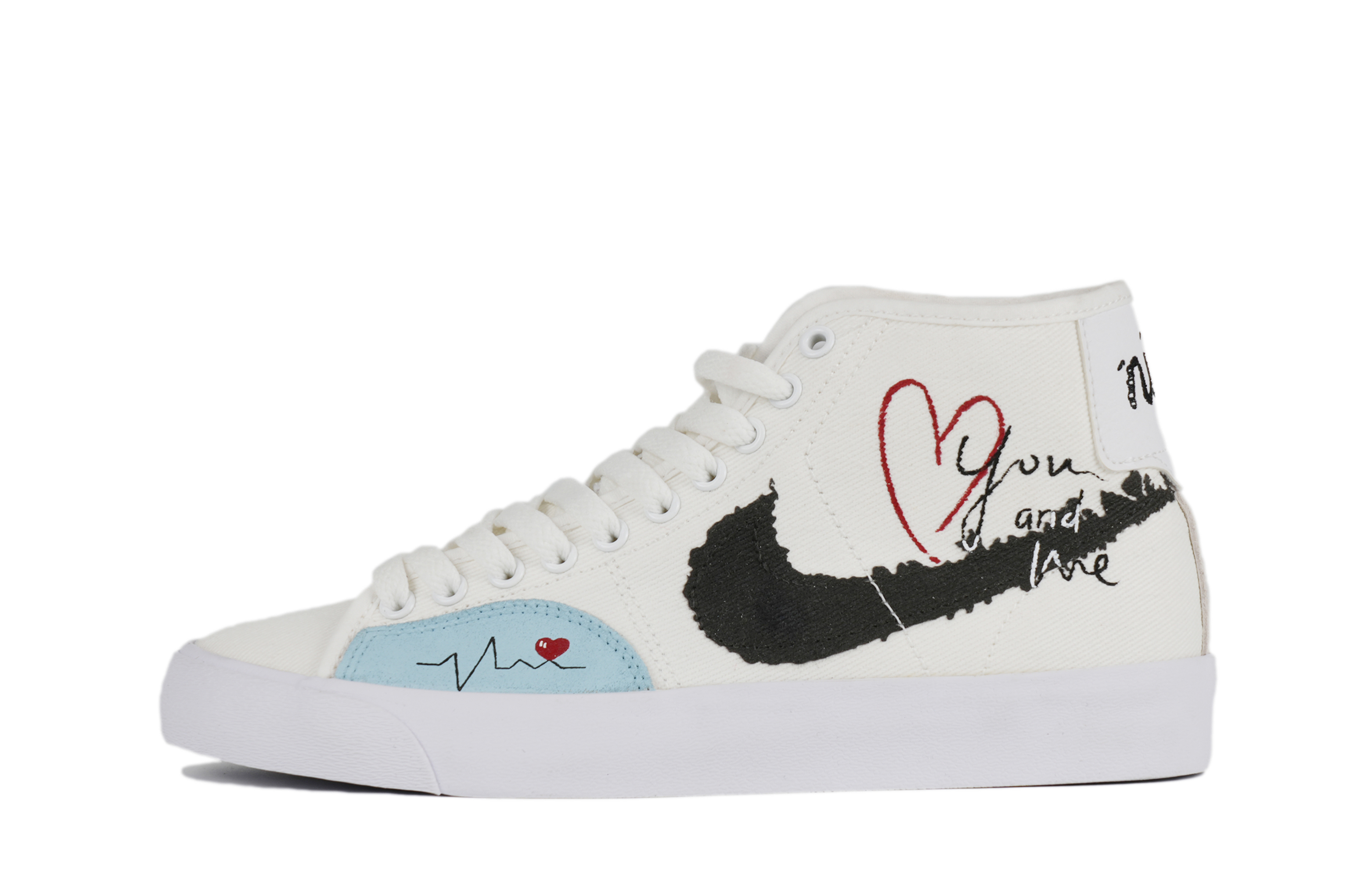 Buy [カスタムシューズ] ナイキ ブレザー ミッド 'ホワイト ブラック ブルー' DM8553-100(Team42-男女同款一见倾心黑白)