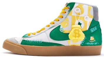 【定制球鞋】Nike Blazer Mid 趣味貼紙 特殊鞋盒 錢袋掛件 手繪噴繪 復古休閒 中幫 板鞋 男款 黃綠白 Buy 【定制球鞋】Nike Blazer Mid 趣味貼紙 特殊鞋盒 錢袋掛件 手繪噴繪 復古休閒 中幫 板鞋 男款 黃綠白