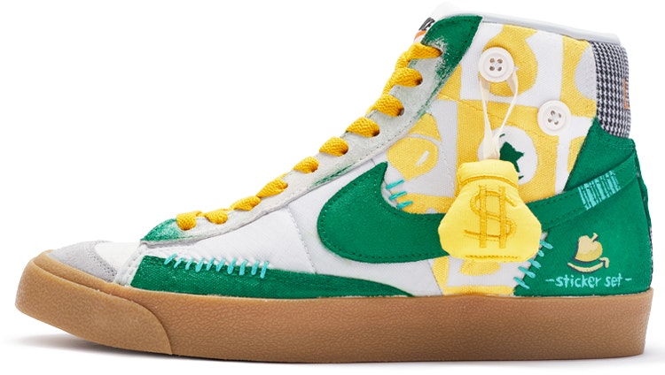 custom-shoes-nike-blazer-mid-yellow-green-white-stickers