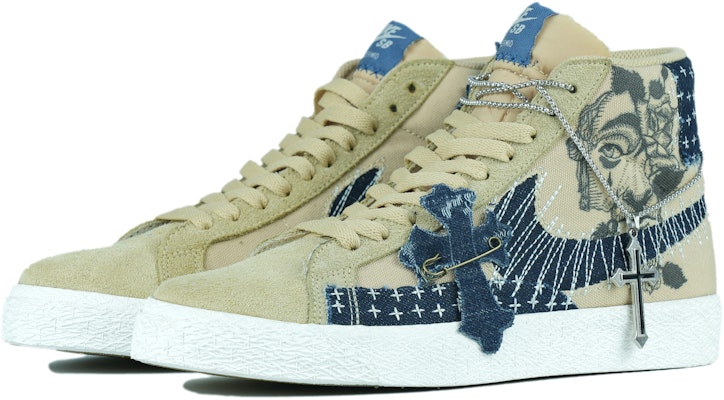 【定制球鞋】Nike Blazer Mid SB "Sashiko" 復古牛仔 刺繡 中幫 板鞋 男女同款 棕藍 Lookbook 【定制球鞋】Nike Blazer Mid SB "Sashiko" 復古牛仔 刺繡 中幫 板鞋 男女同款 棕藍