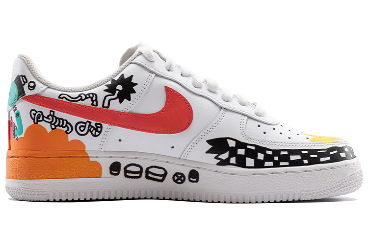 Order 【カスタムシューズ】ナイキ シシドゲ x エア フォース 1 '07 'ホワイト イエロー ブラック レッド' CW2288-111(Team29-男款涂鸦插画)