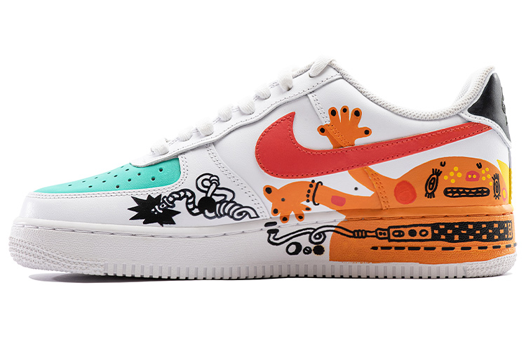 Lookbook 【カスタムシューズ】ナイキ シシドゲ x エア フォース 1 '07 'ホワイト イエロー ブラック レッド' CW2288-111(Team29-男款涂鸦插画)