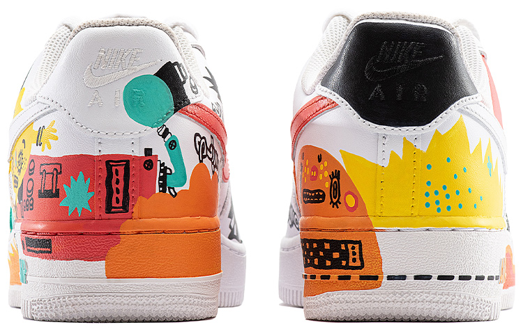Details for 【カスタムシューズ】ナイキ シシドゲ x エア フォース 1 '07 'ホワイト イエロー ブラック レッド' CW2288-111(Team29-男款涂鸦插画)