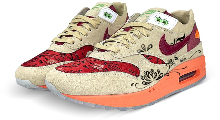 【定制球鞋】CLOT x Nike Air Max 1 死亡之吻 蓮花 布貼 禮盒 低幫 跑步鞋 男女同款 棕紅 Lookbook 【定制球鞋】CLOT x Nike Air Max 1 死亡之吻 蓮花 布貼 禮盒 低幫 跑步鞋 男女同款 棕紅