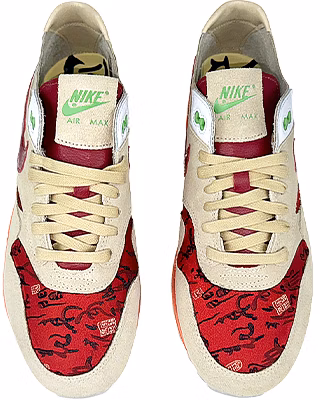 【定制球鞋】 CLOT x Nike Air Max 1 死亡之吻 是在玩鞋 禮盒 潑墨 銀杏 低幫 跑步鞋 男女同款 棕紅 Shop 【定制球鞋】 CLOT x Nike Air Max 1 死亡之吻 是在玩鞋 禮盒 潑墨 銀杏 低幫 跑步鞋 男女同款 棕紅