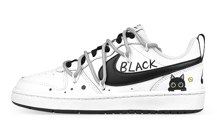 Buy [Sepatu Kustom] Nike Court Borough 2 'Black Cat' BQ5448-104(Team47-女黑钩黑猫解SBOX)