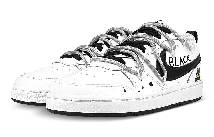 Lookbook [Sepatu Kustom] Nike Court Borough 2 'Black Cat' BQ5448-104(Team47-女黑钩黑猫解SBOX)