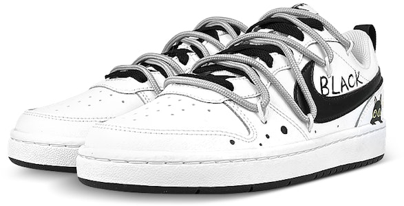 【定製球鞋】 Nike Court Borough 2 禮盒 非規則解構 黑貓 低筒 板鞋 GS 黑白灰 Lookbook 【定製球鞋】 Nike Court Borough 2 禮盒 非規則解構 黑貓 低筒 板鞋 GS 黑白灰