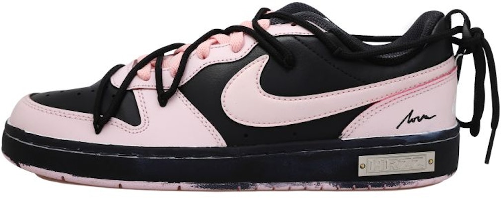 【訂製球鞋】 Nike Court Borough 2 反轉 HRZZ 老化 字母 解構風 低筒 滑板鞋 GS 黑粉 Buy 【訂製球鞋】 Nike Court Borough 2 反轉 HRZZ 老化 字母 解構風 低筒 滑板鞋 GS 黑粉