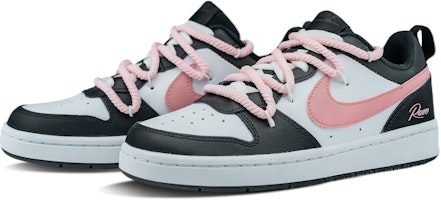 【訂製球鞋】 Nike Court Borough 2 PEEKABOO 夢幻莓影 少女風 簡約百搭 潮流 皮革 厚底 防滑耐磨 低筒 板鞋 GS 黑粉 Shop 【訂製球鞋】 Nike Court Borough 2 PEEKABOO 夢幻莓影 少女風 簡約百搭 潮流 皮革 厚底 防滑耐磨 低筒 板鞋 GS 黑粉