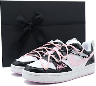 【訂製球鞋】Nike Court Borough NO.2 惡搞 塗鴉 甜酷 少女心 禮盒 解構 掛飾 撞色 舒適百搭 潮流 低筒 板鞋 GS 黑粉色 Order 【訂製球鞋】Nike Court Borough NO.2 惡搞 塗鴉 甜酷 少女心 禮盒 解構 掛飾 撞色 舒適百搭 潮流 低筒 板鞋 GS 黑粉色