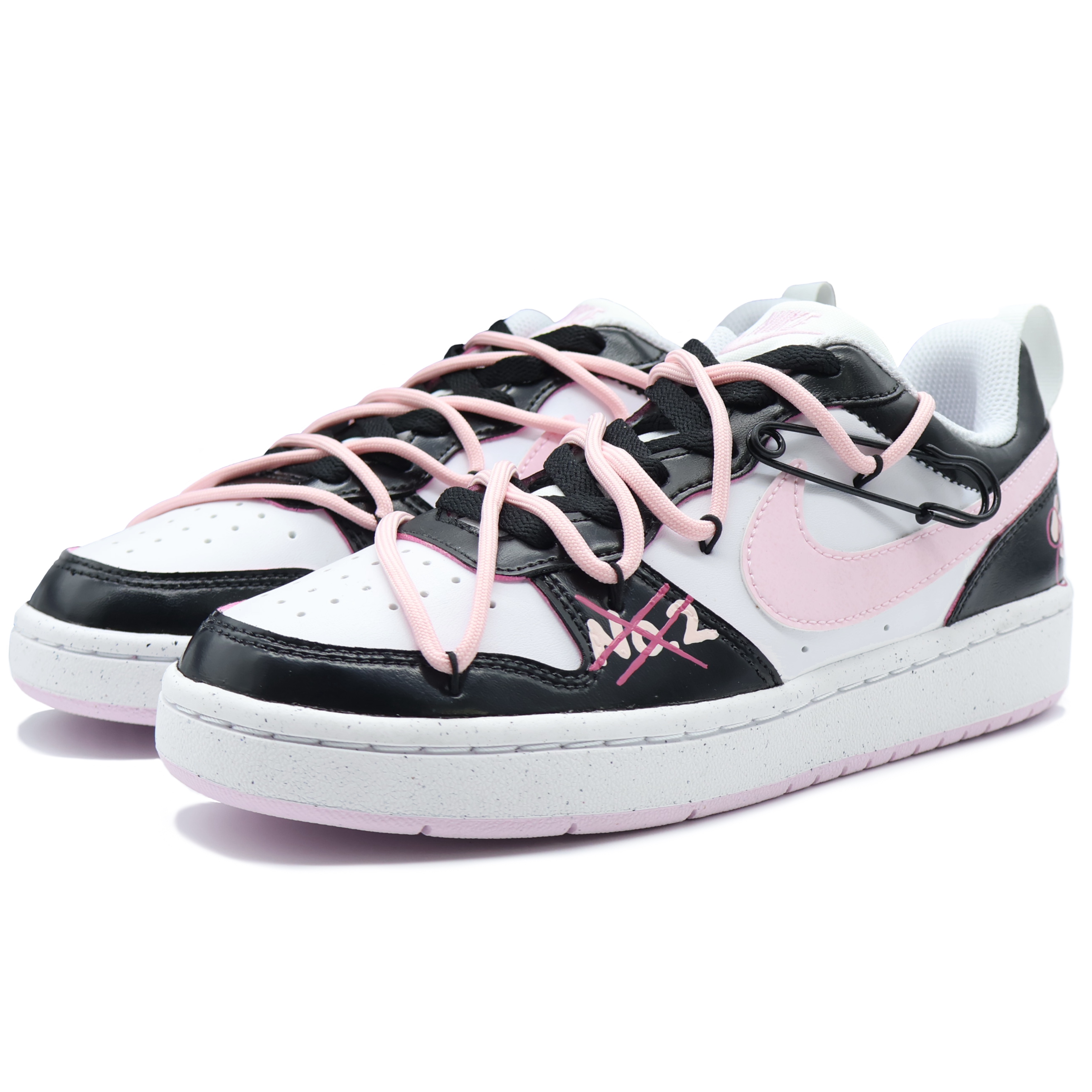 Purchase 【カスタムシューズ】ナイキ コートボロウ2 「グラフィティブラック-ピンク」 DV5456-105（Team155-NO.2)