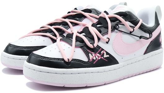 【訂製球鞋】Nike Court Borough NO.2 惡搞 塗鴉 甜酷 少女心 禮盒 解構 掛飾 撞色 舒適百搭 潮流 低筒 板鞋 GS 黑粉色 Purchase 【訂製球鞋】Nike Court Borough NO.2 惡搞 塗鴉 甜酷 少女心 禮盒 解構 掛飾 撞色 舒適百搭 潮流 低筒 板鞋 GS 黑粉色