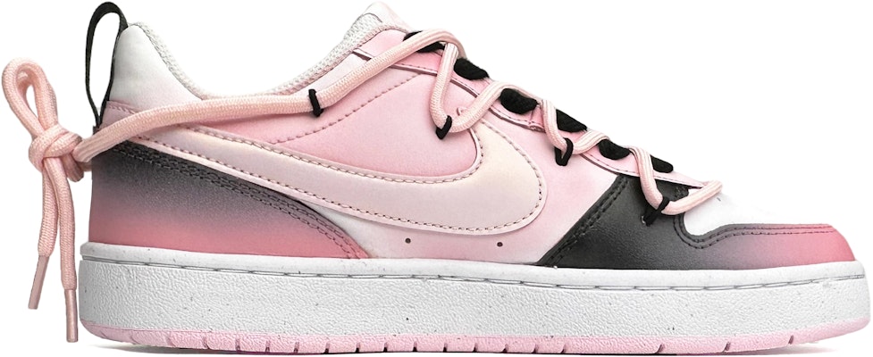 【訂製球鞋】 Nike Court Borough 2 鮮豔黑粉 少女心 手繪改色 解構鞋帶 低筒 板鞋 GS 黑粉 Order 【訂製球鞋】 Nike Court Borough 2 鮮豔黑粉 少女心 手繪改色 解構鞋帶 低筒 板鞋 GS 黑粉