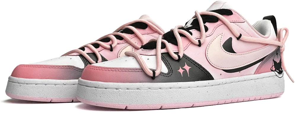 【訂製球鞋】 Nike Court Borough 2 鮮豔黑粉 少女心 手繪改色 解構鞋帶 低筒 板鞋 GS 黑粉 Lookbook 【訂製球鞋】 Nike Court Borough 2 鮮豔黑粉 少女心 手繪改色 解構鞋帶 低筒 板鞋 GS 黑粉
