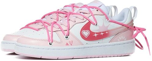 【訂製球鞋】Nike Court Borough 2 霓虹有k少女 多巴胺少女 休閒 低筒 板鞋 GS 粉色 Lookbook 【訂製球鞋】Nike Court Borough 2 霓虹有k少女 多巴胺少女 休閒 低筒 板鞋 GS 粉色