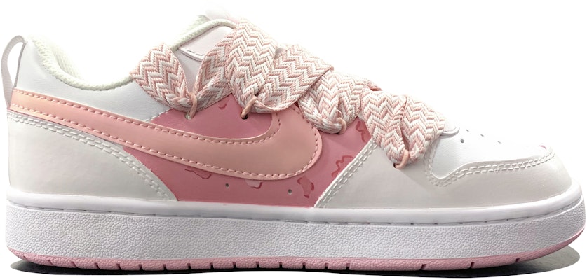 【訂製球鞋】Nike Court Borough 2 甜心小野豹 手繪塗鴉 低幫 板鞋 GS 粉白 Order 【訂製球鞋】Nike Court Borough 2 甜心小野豹 手繪塗鴉 低幫 板鞋 GS 粉白