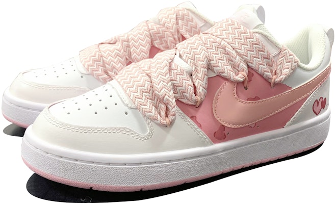 【訂製球鞋】Nike Court Borough 2 甜心小野豹 手繪塗鴉 低幫 板鞋 GS 粉白 Lookbook 【訂製球鞋】Nike Court Borough 2 甜心小野豹 手繪塗鴉 低幫 板鞋 GS 粉白