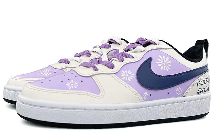 Lookbook [Sepatu Kustom] Nike Court Borough 2 'Bunga Ungu' BQ5448-110(Team13-小花D)