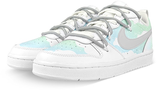 【定製球鞋】Nike Court Borough 2 禮盒 青青草地 漸變暈染 解構 潑墨 低筒 板鞋 GS 白藍綠 Lookbook 【定製球鞋】Nike Court Borough 2 禮盒 青青草地 漸變暈染 解構 潑墨 低筒 板鞋 GS 白藍綠