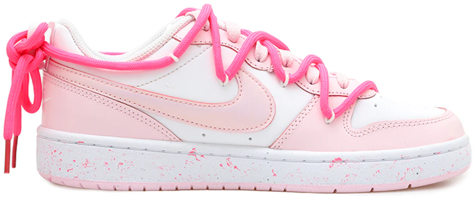 【客製化球鞋】Nike Court Borough 2 活力雙鉤 解構風 潑墨 做舊 低筒 板鞋 GS 白粉 Order 【客製化球鞋】Nike Court Borough 2 活力雙鉤 解構風 潑墨 做舊 低筒 板鞋 GS 白粉