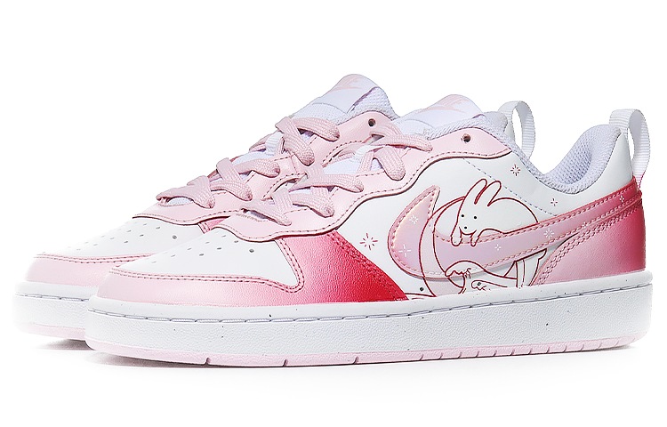 Lookbook 【カスタムシューズ】ナイキコートバロウ2 ロー "ピュアホワイト＆ピンクリープラビット" DQ0492-100(Team10-纯白跃兔）