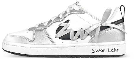 【訂製球鞋】 Nike Court Borough 2 銀色亮面 芭蕾風 絲綢綁帶 天鵝湖 低筒 板鞋 GS 黑白灰 Buy 【訂製球鞋】 Nike Court Borough 2 銀色亮面 芭蕾風 絲綢綁帶 天鵝湖 低筒 板鞋 GS 黑白灰