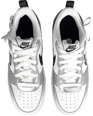 【訂製球鞋】 Nike Court Borough 2 銀色亮面 芭蕾風 絲綢綁帶 天鵝湖 低筒 板鞋 GS 黑白灰 Shop 【訂製球鞋】 Nike Court Borough 2 銀色亮面 芭蕾風 絲綢綁帶 天鵝湖 低筒 板鞋 GS 黑白灰