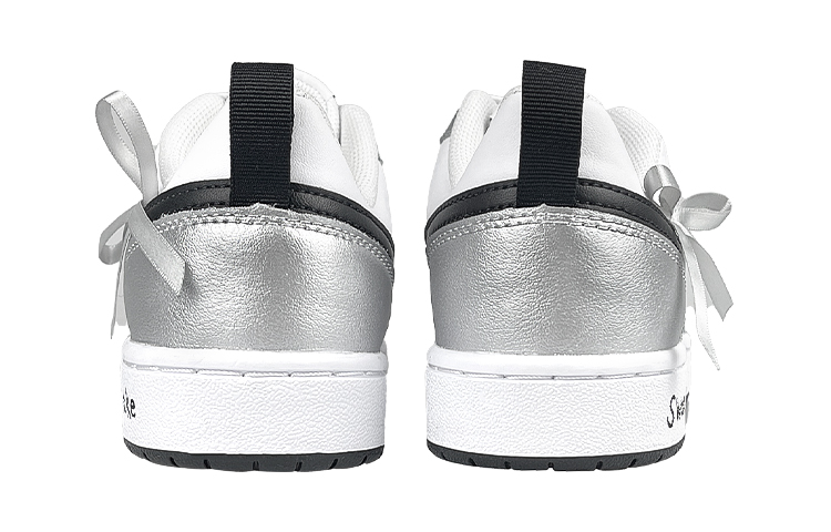 Purchase 【訂製球鞋】 Nike Court Borough 2 銀色亮面 芭蕾風 絲綢綁帶 天鵝湖 低筒 板鞋 GS 黑白灰