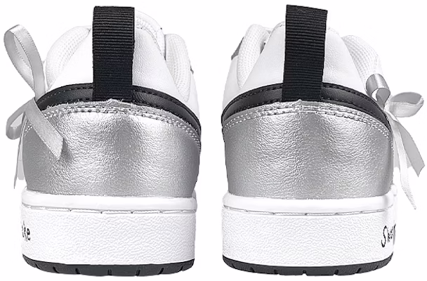 【訂製球鞋】 Nike Court Borough 2 銀色亮面 芭蕾風 絲綢綁帶 天鵝湖 低筒 板鞋 GS 黑白灰 Purchase 【訂製球鞋】 Nike Court Borough 2 銀色亮面 芭蕾風 絲綢綁帶 天鵝湖 低筒 板鞋 GS 黑白灰