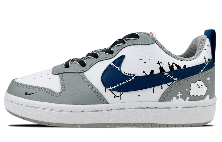 Buy [Kasut Custom] Nike Court Borough 2 Low 'Putih Biru Kelabu' BQ5448-117(Team叁-女款D鬼怪S-BOX)