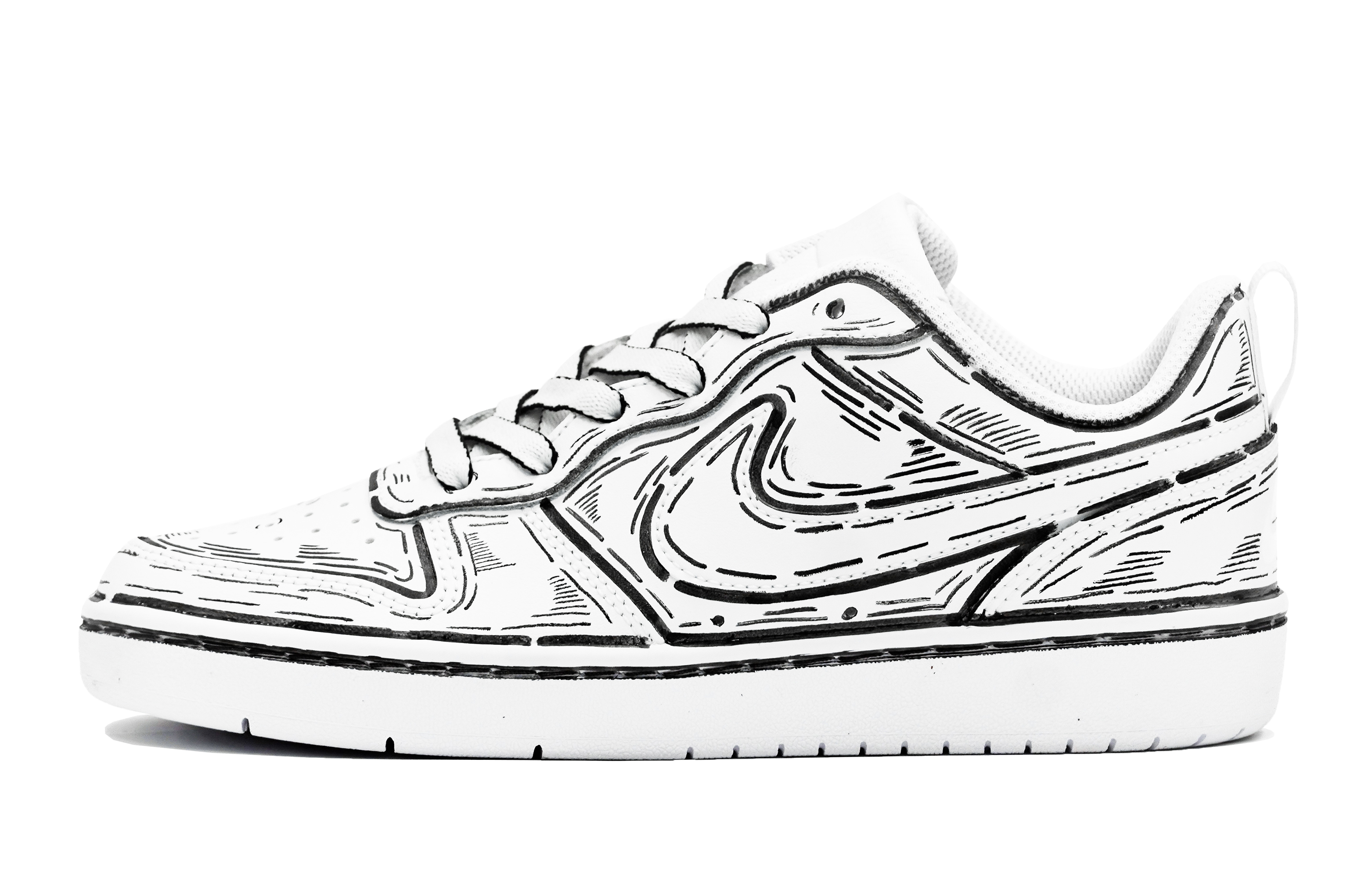 Order ナイキ コート Borough ブラックホワイト マンガ混沌 (Nike Court Borough B/W マンガ混沌) BQ5448-100(Team14-二次元S-Box)