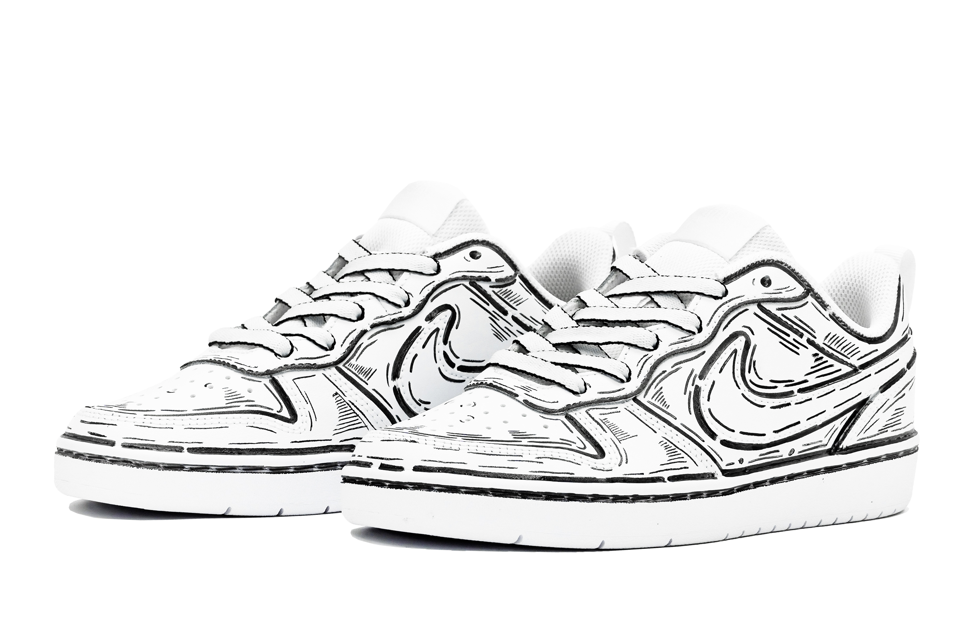 Shop ナイキ コート Borough ブラックホワイト マンガ混沌 (Nike Court Borough B/W マンガ混沌) BQ5448-100(Team14-二次元S-Box)