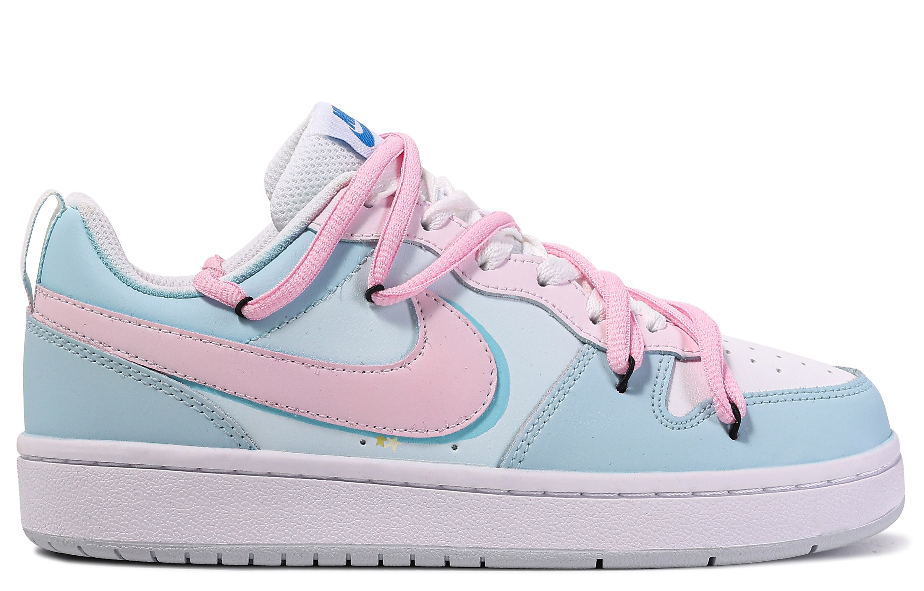 Lookbook [Kasut Custom] Nike Court Borough 'Biru Merah Jambu' BQ5448-123(TeamM-星蝶公主)