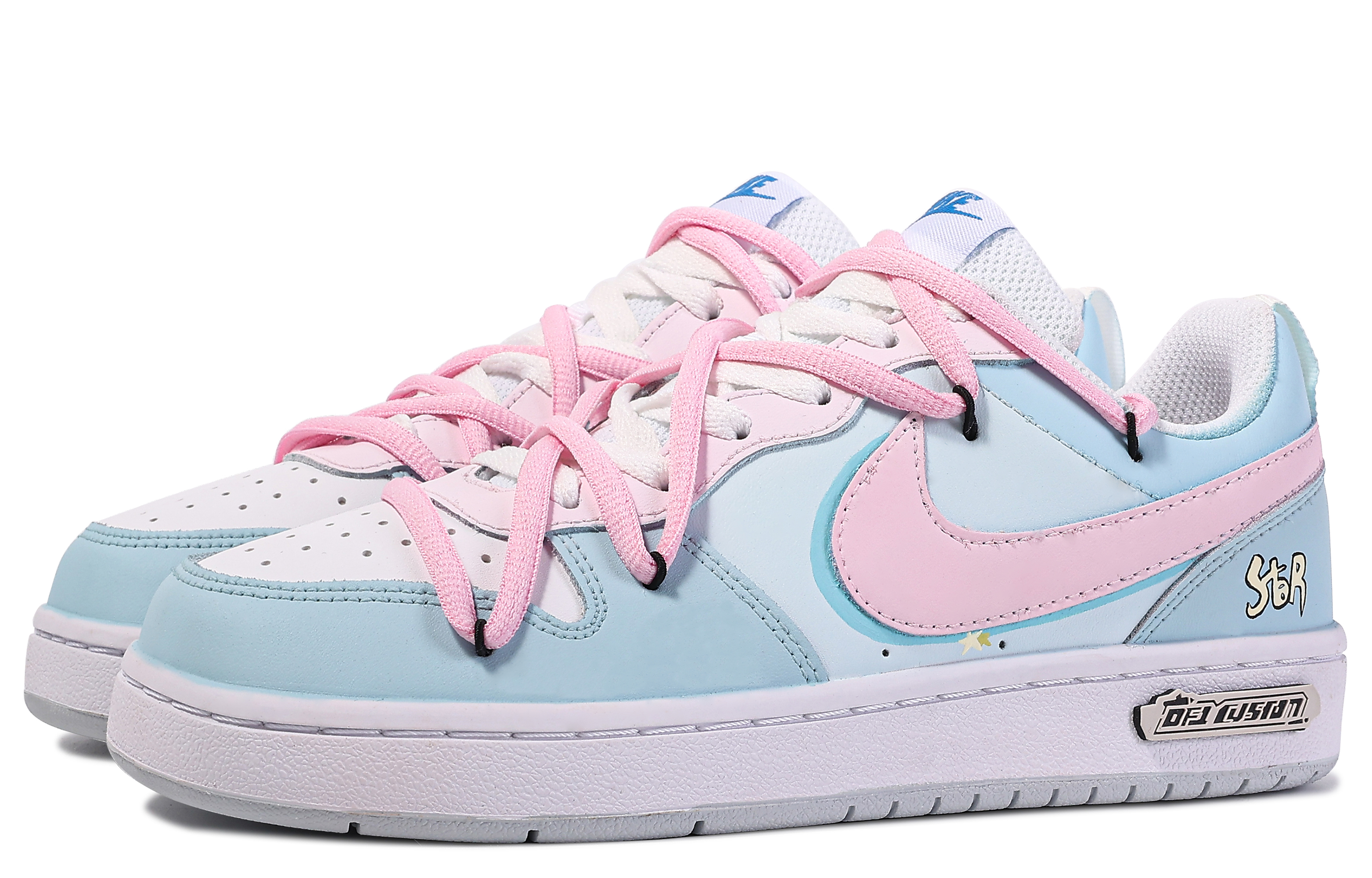 Shop [Kasut Custom] Nike Court Borough 'Biru Merah Jambu' BQ5448-123(TeamM-星蝶公主)