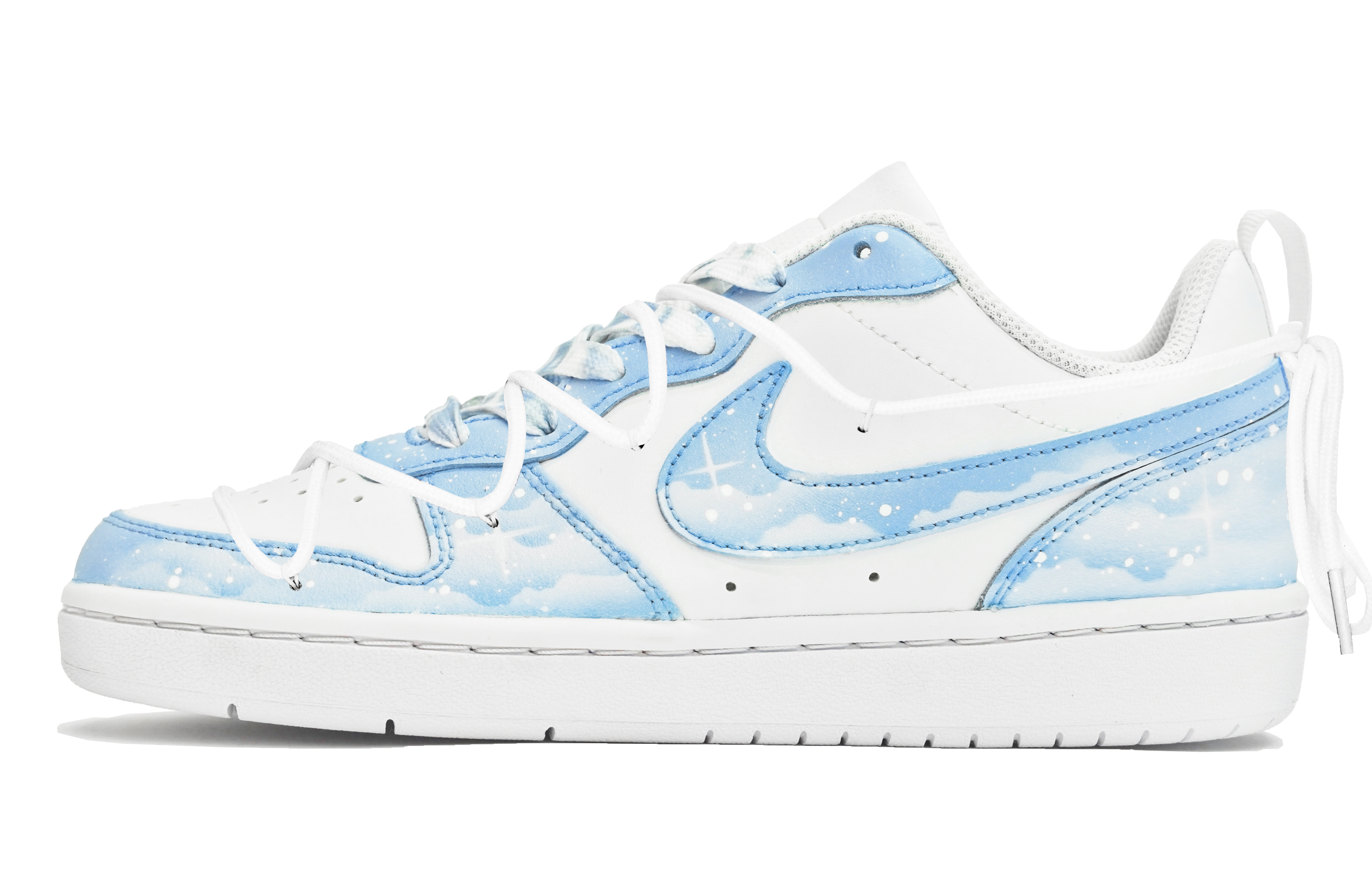 Order 【定製球鞋】Nike Court Borough ABLOODING 解構星空系列 藍色星空 星辰大海 低筒 板鞋 GS 藍