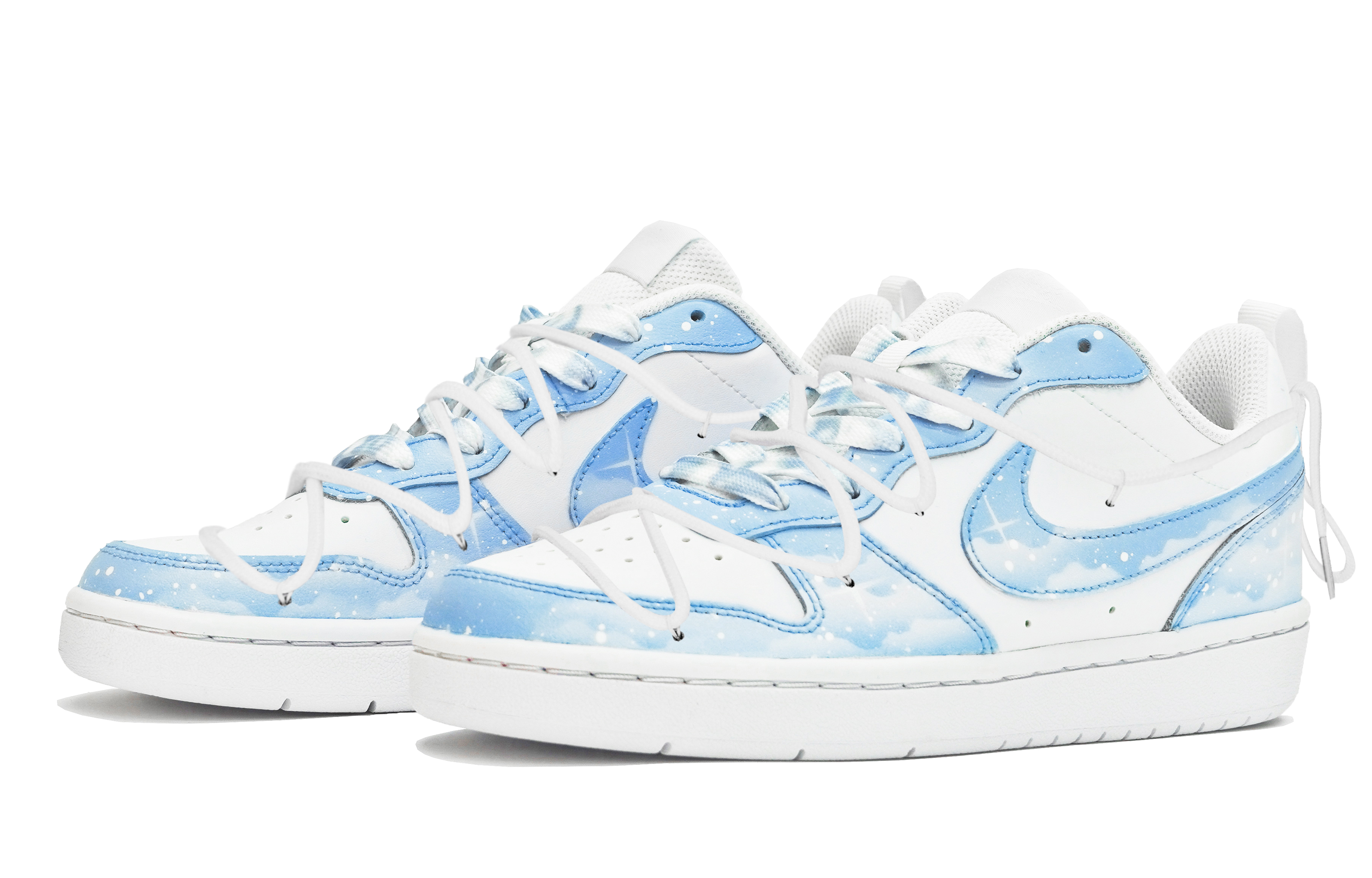 Shop 【定製球鞋】Nike Court Borough ABLOODING 解構星空系列 藍色星空 星辰大海 低筒 板鞋 GS 藍