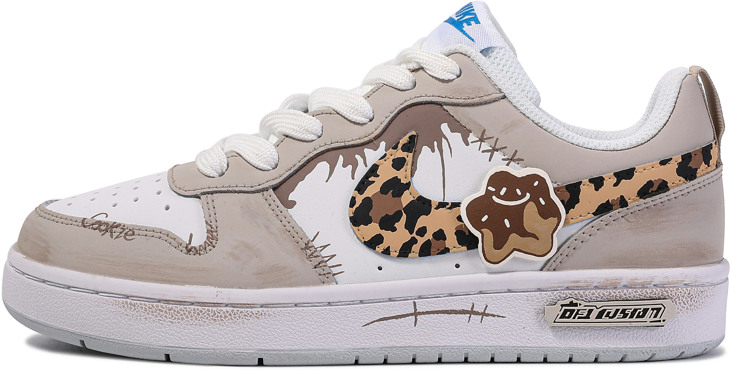 custom-shoes-nike-court-borough-brown-white-da-vinci-cookie