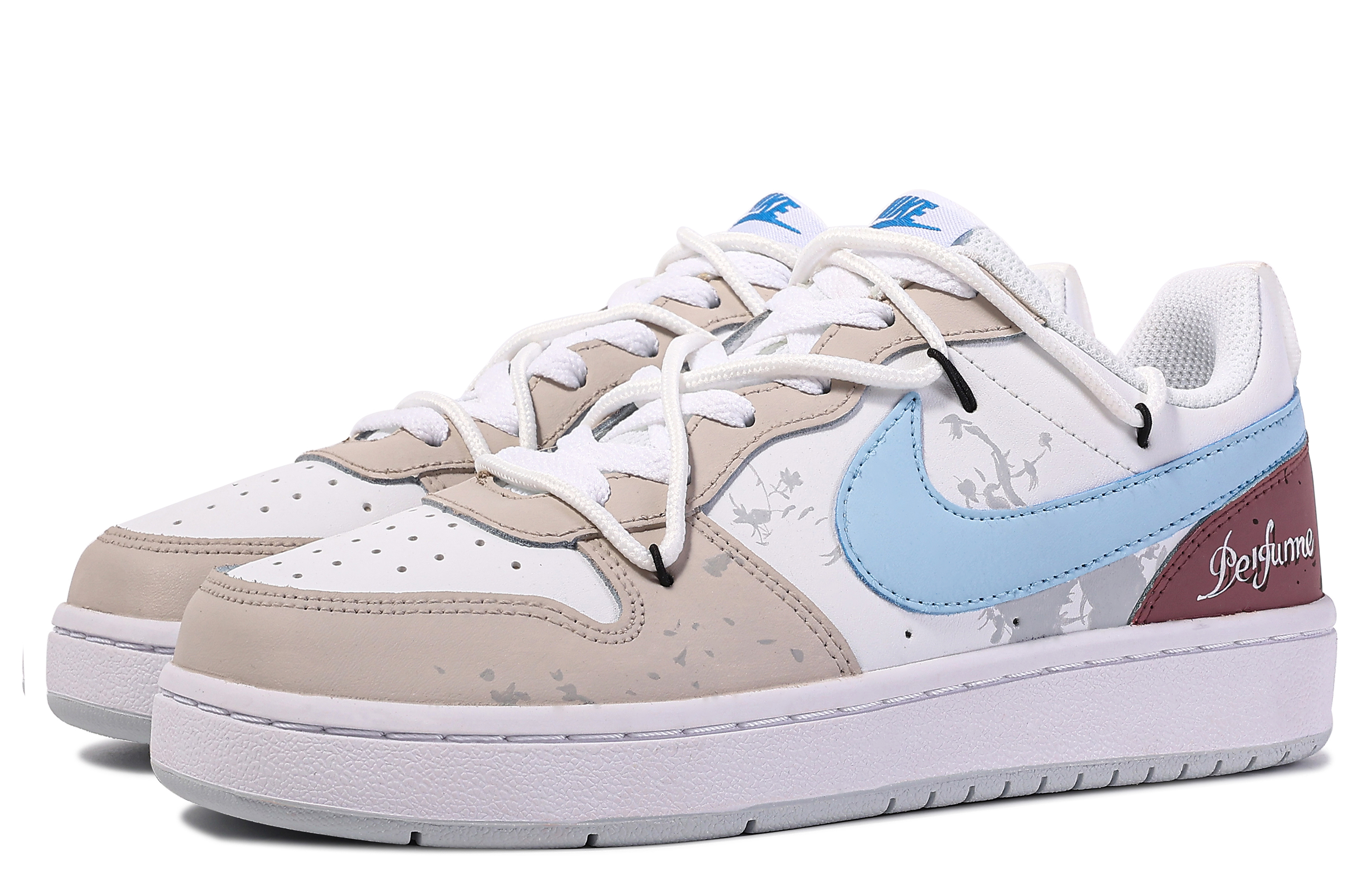 Shop 【訂製球鞋】Nike Court Borough 達文西訂製 糖栗前調 簡約 百搭 舒適 低筒 板鞋 GS 棕白