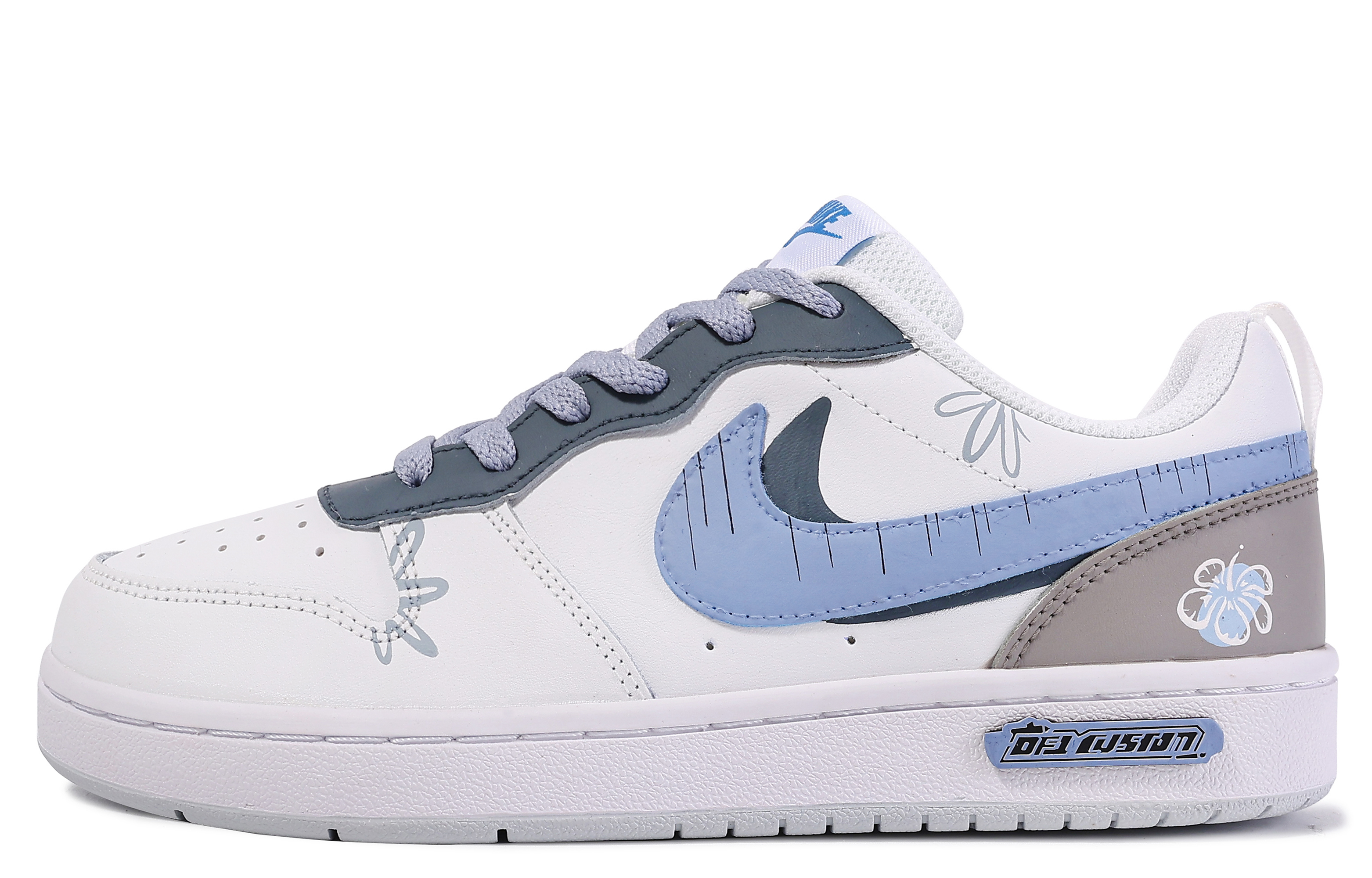 [Custom Shoes] Nike Court Borough 'Da Vinci Graffiti White-Blue'