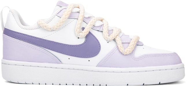 【客製化球鞋】Nike Court Borough 法式浪漫 香芋薰衣草 少女 解構雙鞋帶 低筒 板鞋 GS 白紫 Order 【客製化球鞋】Nike Court Borough 法式浪漫 香芋薰衣草 少女 解構雙鞋帶 低筒 板鞋 GS 白紫